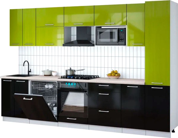 Кухонный гарнитур Интерлиния Мила Gloss 3.2-ПМ2 - фото