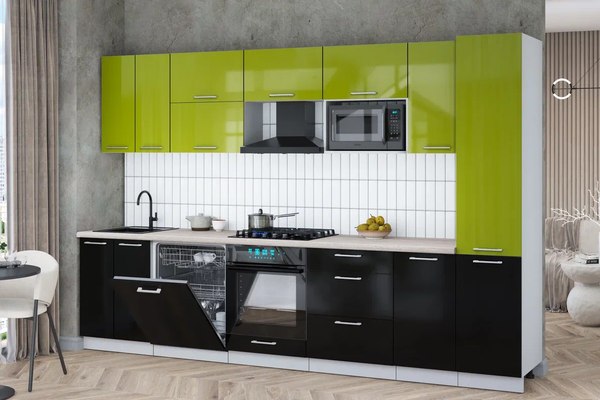 Кухонный гарнитур Интерлиния Мила Gloss 3.2-ПМ2