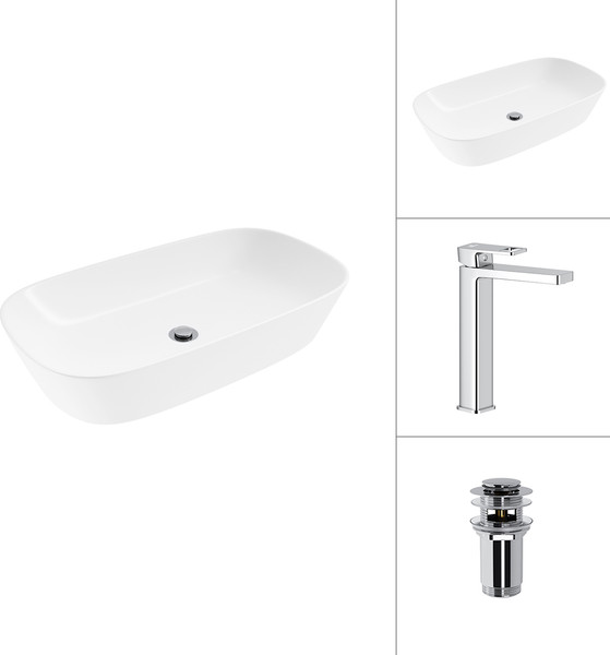 Умывальник со смесителем Lauter 21393-70 + Cascade 21СК0655C + донный клапан 21190CH - фото