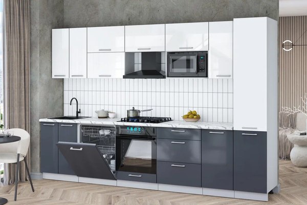 Кухонный гарнитур Интерлиния Мила Gloss 3.2-ПМ2