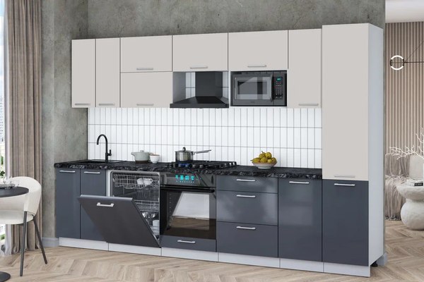 Кухонный гарнитур Интерлиния Мила Gloss 3.2-ПМ2