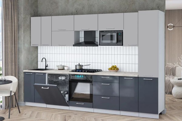 Кухонный гарнитур Интерлиния Мила Gloss 3.2-ПМ2