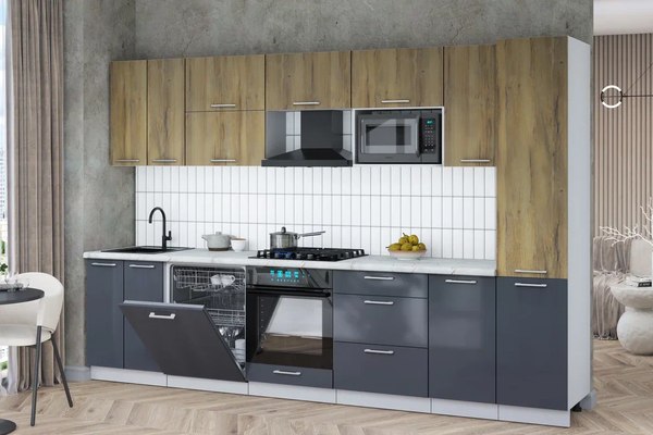 Кухонный гарнитур Интерлиния Мила Gloss 3.2-ПМ2