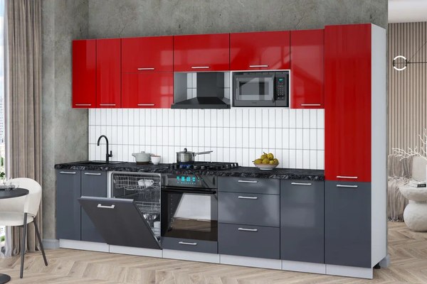 Кухонный гарнитур Интерлиния Мила Gloss 3.2-ПМ2