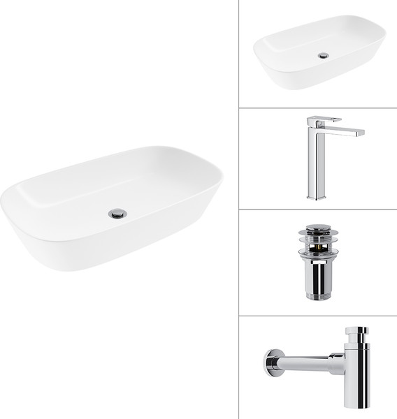 Умывальник со смесителем Lauter 21393-70 + Cascade 21СК0655C + сифон 21635CH +дон.клапан 21190CH - фото