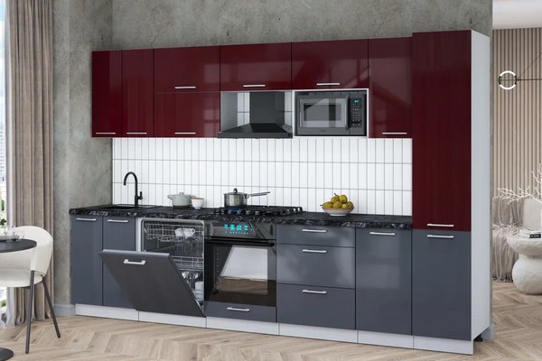 Кухонный гарнитур Интерлиния Мила Gloss 3.2-ПМ2