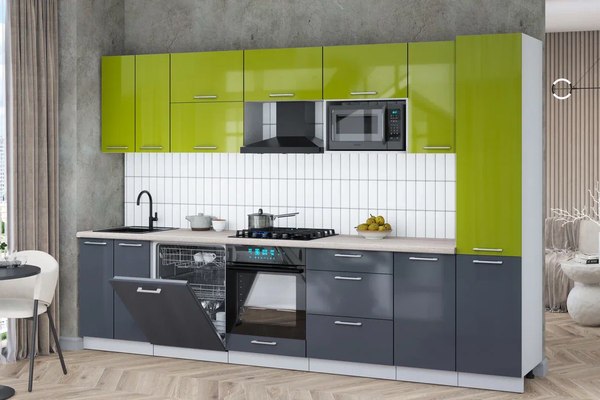 Кухонный гарнитур Интерлиния Мила Gloss 3.2-ПМ2 - фото