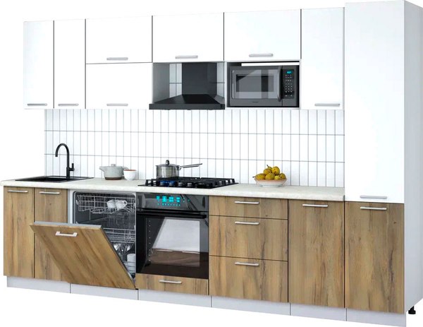 Кухонный гарнитур Интерлиния Мила Gloss 3.2-ПМ2 - фото