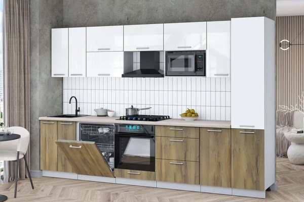 Кухонный гарнитур Интерлиния Мила Gloss 3.2-ПМ2