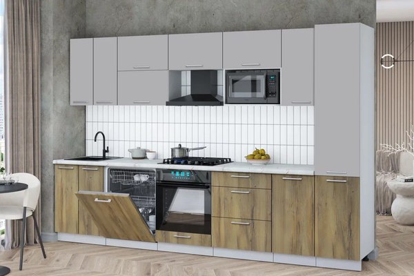 Кухонный гарнитур Интерлиния Мила Gloss 3.2-ПМ2