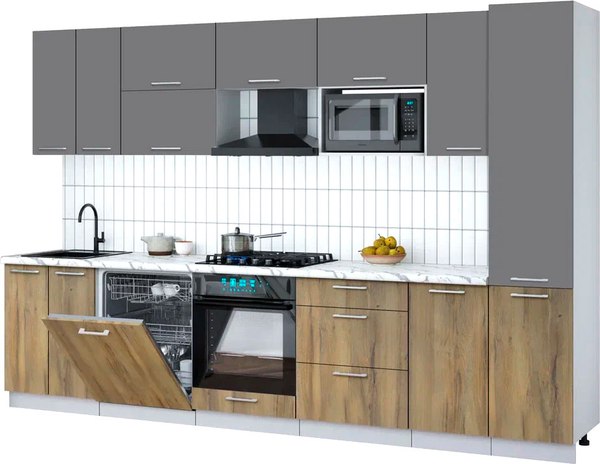 Кухонный гарнитур Интерлиния Мила Gloss 3.2-ПМ2 - фото