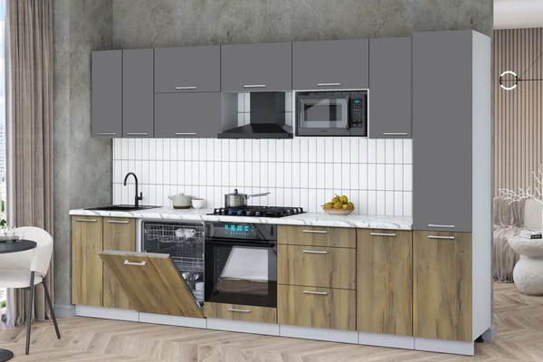 Кухонный гарнитур Интерлиния Мила Gloss 3.2-ПМ2