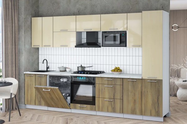 Кухонный гарнитур Интерлиния Мила Gloss 3.2-ПМ2