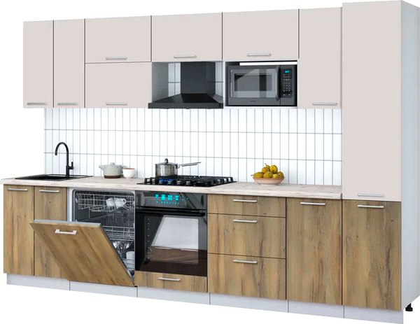 Кухонный гарнитур Интерлиния Мила Gloss 3.2-ПМ2 - фото