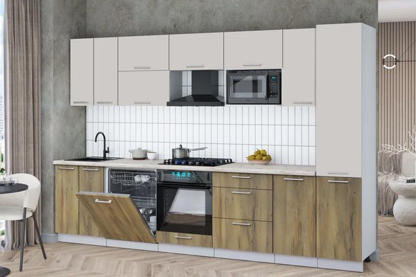 Кухонный гарнитур Интерлиния Мила Gloss 3.2-ПМ2