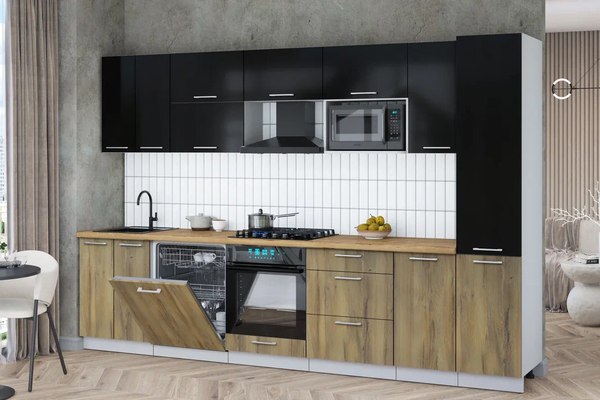 Кухонный гарнитур Интерлиния Мила Gloss 3.2-ПМ2