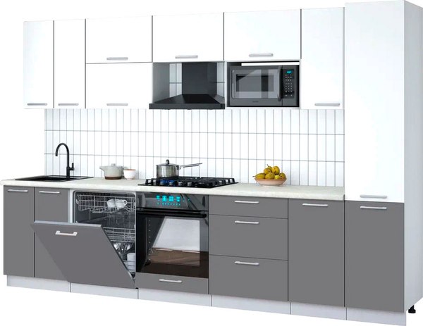 Кухонный гарнитур Интерлиния Мила Gloss 3.2-ПМ2 - фото
