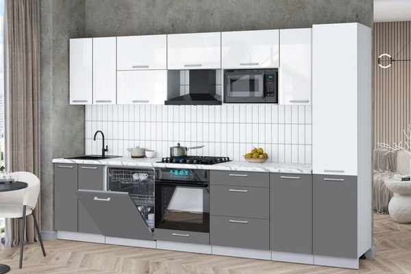 Кухонный гарнитур Интерлиния Мила Gloss 3.2-ПМ2