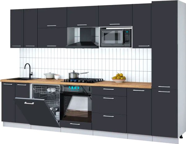 Кухонный гарнитур Интерлиния Мила Gloss 3.2-ПМ2 - фото