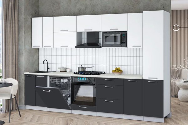 Кухонный гарнитур Интерлиния Мила Gloss 3.2-ПМ2