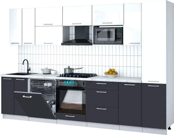 Кухонный гарнитур Интерлиния Мила Gloss 3.2-ПМ2 - фото