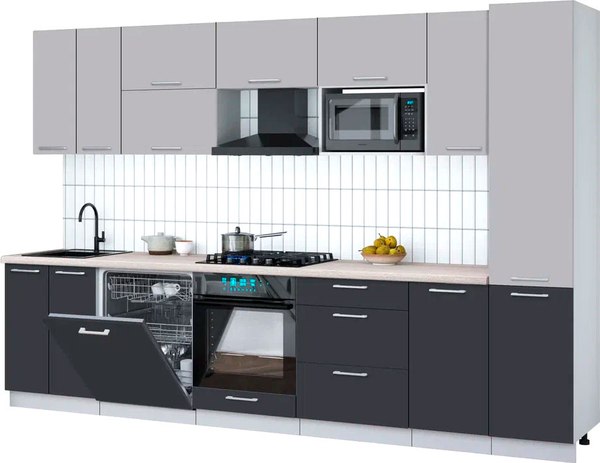 Кухонный гарнитур Интерлиния Мила Gloss 3.2-ПМ2 - фото