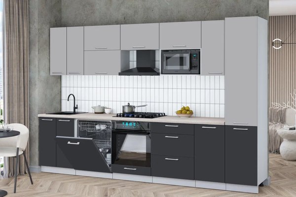 Кухонный гарнитур Интерлиния Мила Gloss 3.2-ПМ2