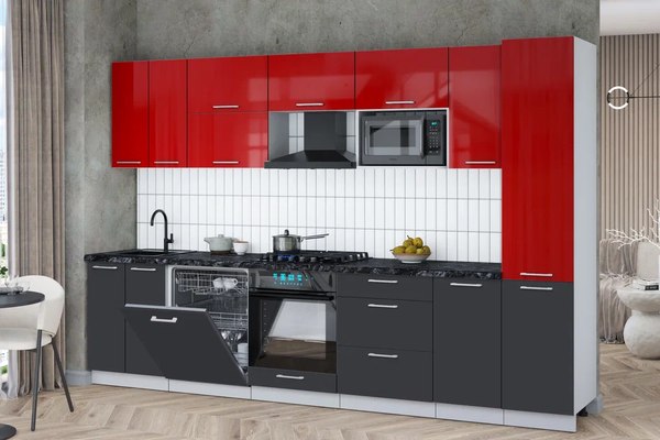 Кухонный гарнитур Интерлиния Мила Gloss 3.2-ПМ2