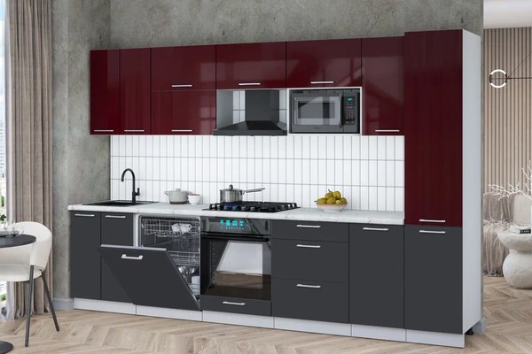 Кухонный гарнитур Интерлиния Мила Gloss 3.2-ПМ2