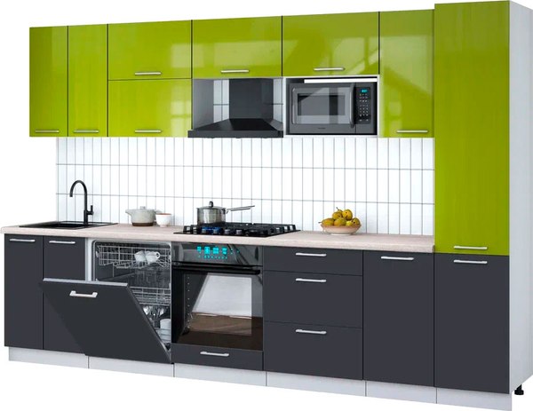 Кухонный гарнитур Интерлиния Мила Gloss 3.2-ПМ2 - фото