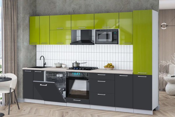 Кухонный гарнитур Интерлиния Мила Gloss 3.2-ПМ2