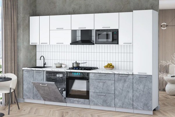 Кухонный гарнитур Интерлиния Мила Gloss 3.2-ПМ2