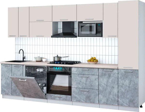 Кухонный гарнитур Интерлиния Мила Gloss 3.2-ПМ2 - фото
