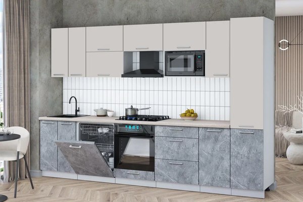 Кухонный гарнитур Интерлиния Мила Gloss 3.2-ПМ2