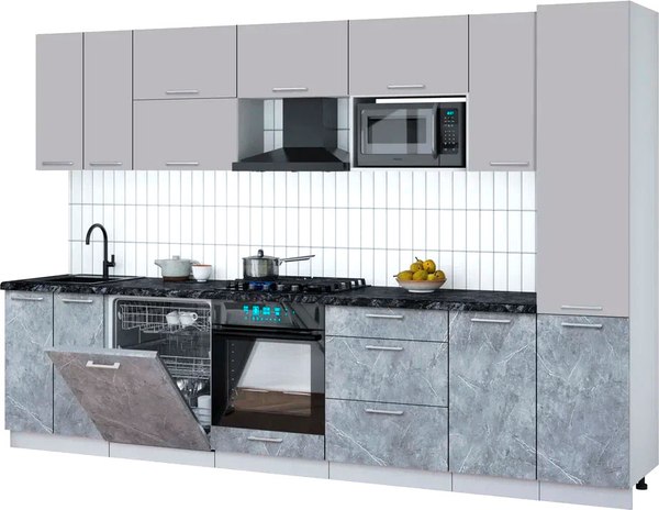 Кухонный гарнитур Интерлиния Мила Gloss 3.2-ПМ2 - фото