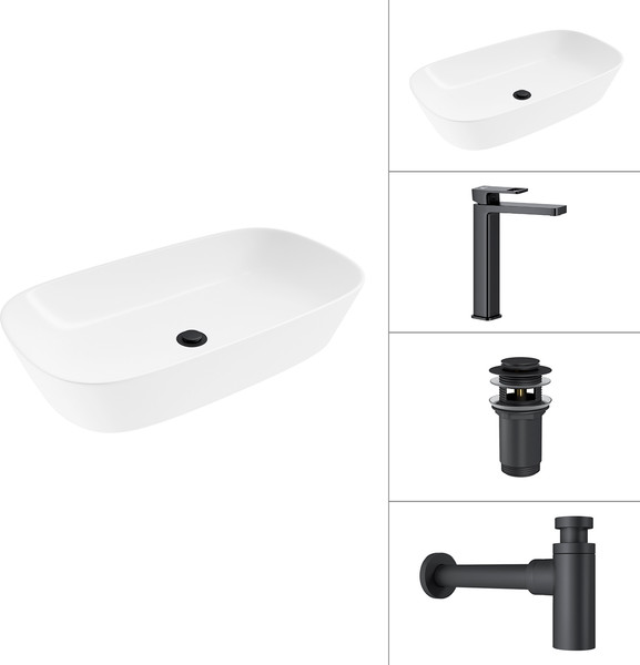 Умывальник со смесителем Lauter 21393-70 + Cascade 21СК0655BS + сифон 21635B + дон.клапан 21190B - фото