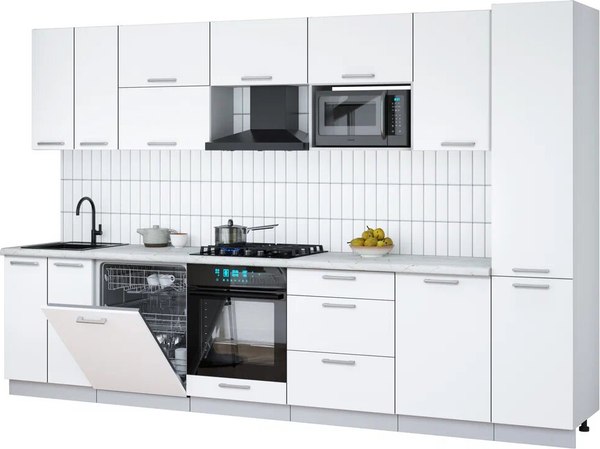 Кухонный гарнитур Интерлиния Мила Gloss 3.3-ПМ2 - фото