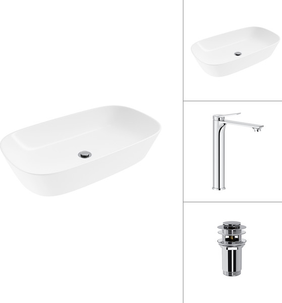 Умывальник со смесителем Lauter 21393-70 + Rio 21AM12672 + донный клапан 21190CH - фото