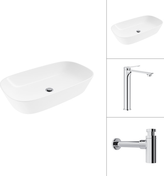 Умывальник со смесителем Lauter 21393-70 + Rio 21AM12672 + сифон 21635CH - фото