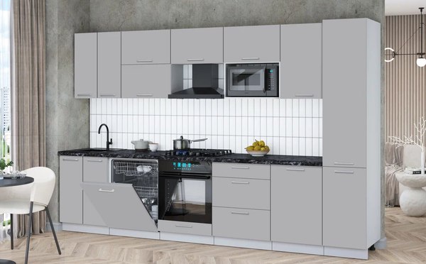 Кухонный гарнитур Интерлиния Мила Gloss 3.3-ПМ2