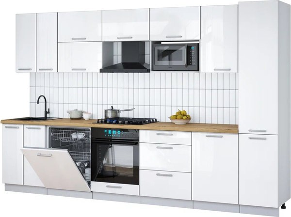 Кухонный гарнитур Интерлиния Мила Gloss 3.3-ПМ2 - фото