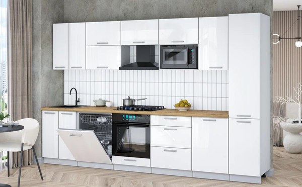 Кухонный гарнитур Интерлиния Мила Gloss 3.3-ПМ2