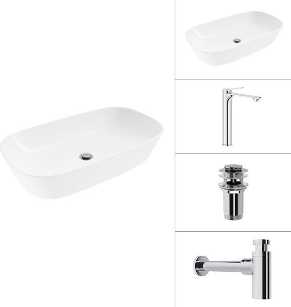 Умывальник со смесителем Lauter 21393-70 + Rio 21AM12672 + сифон 21635CH + дон.клапан 21190CH - фото