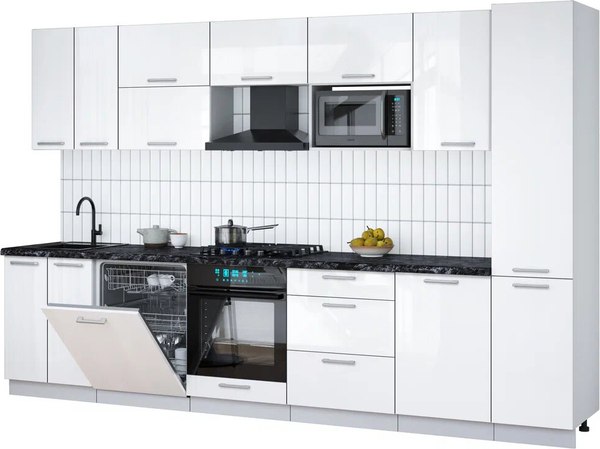 Кухонный гарнитур Интерлиния Мила Gloss 3.3-ПМ2 - фото