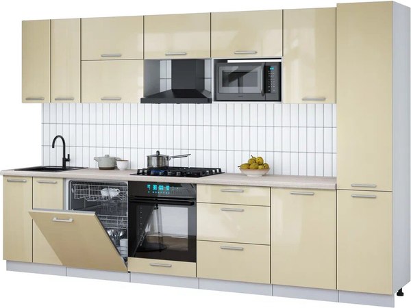 Кухонный гарнитур Интерлиния Мила Gloss 3.3-ПМ2 - фото