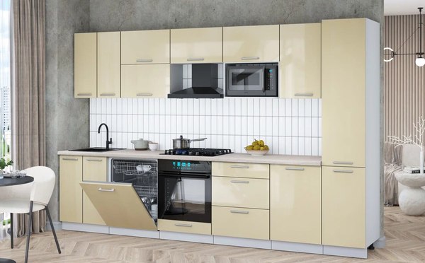 Кухонный гарнитур Интерлиния Мила Gloss 3.3-ПМ2