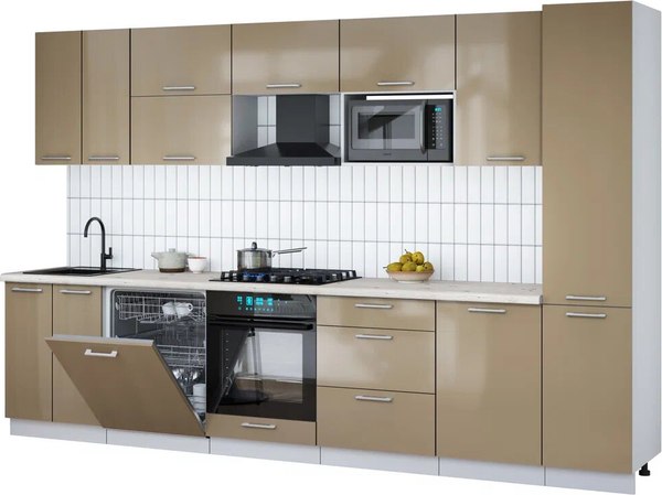Кухонный гарнитур Интерлиния Мила Gloss 3.3-ПМ2 - фото