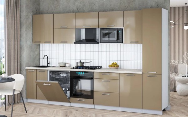 Кухонный гарнитур Интерлиния Мила Gloss 3.3-ПМ2