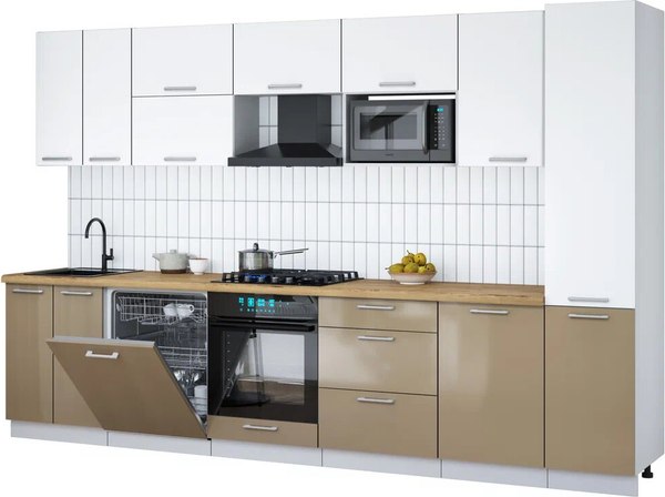 Кухонный гарнитур Интерлиния Мила Gloss 3.3-ПМ2 - фото