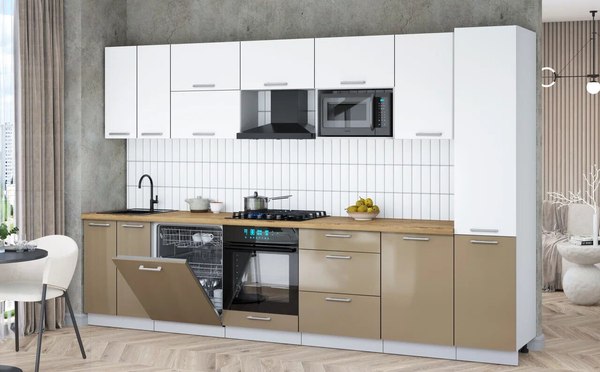 Кухонный гарнитур Интерлиния Мила Gloss 3.3-ПМ2